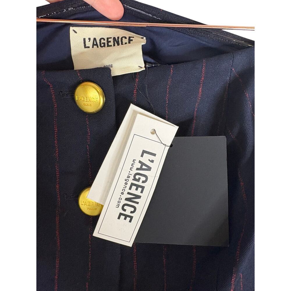 Lagence Alice Blazer Off Shoulder Pinstripe Top Old Money Workwear Dinner 6 - Picture 9 of 10